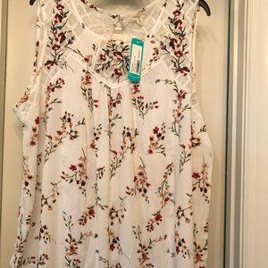 Mason & Belle-Tempesta Lace Detail Tank, Size 1X, off-White